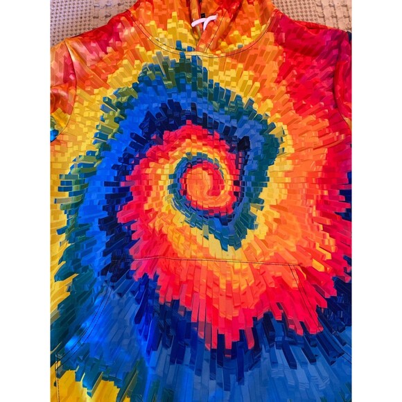 Kaladescope 3D Hoodie Sweatshirt Size Large Rag-tied Tie-dyed Rainbow Swirl - Picture 3 of 9